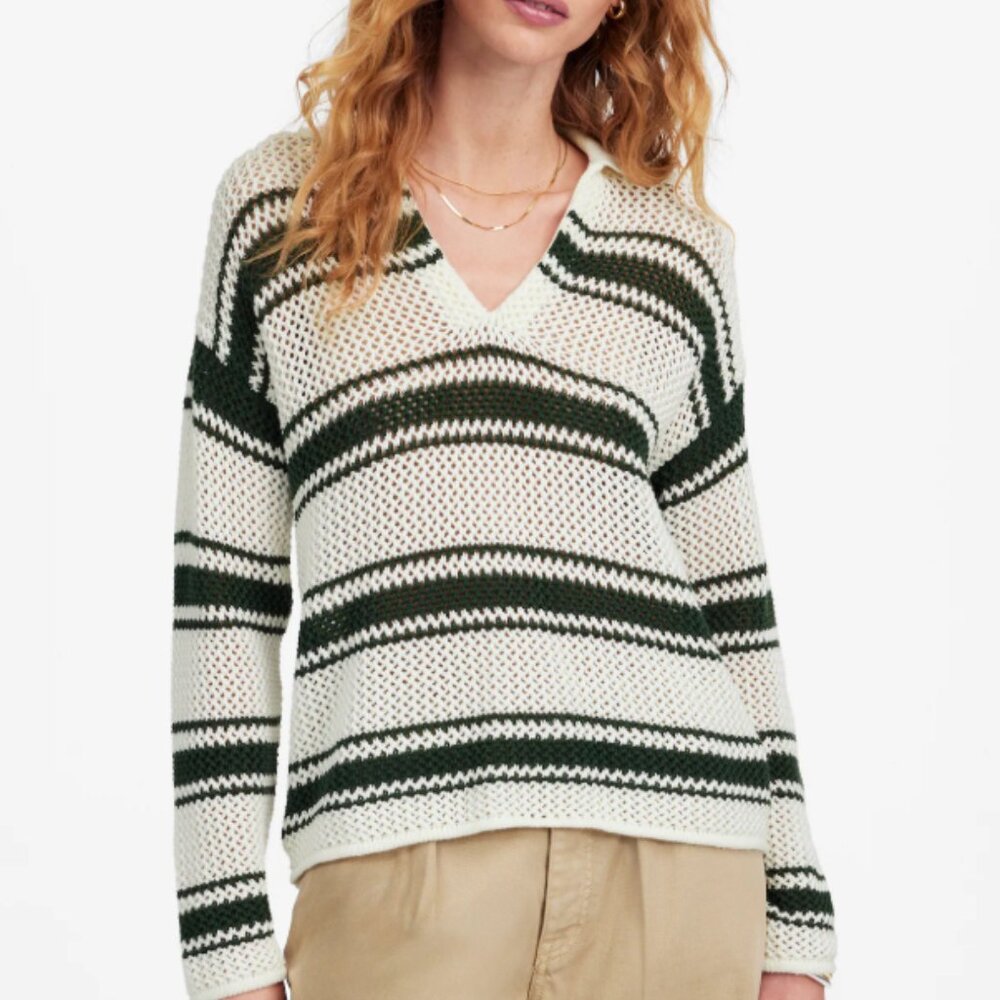 Madewell Open-Stitch Johnny Collar Sweater Size S